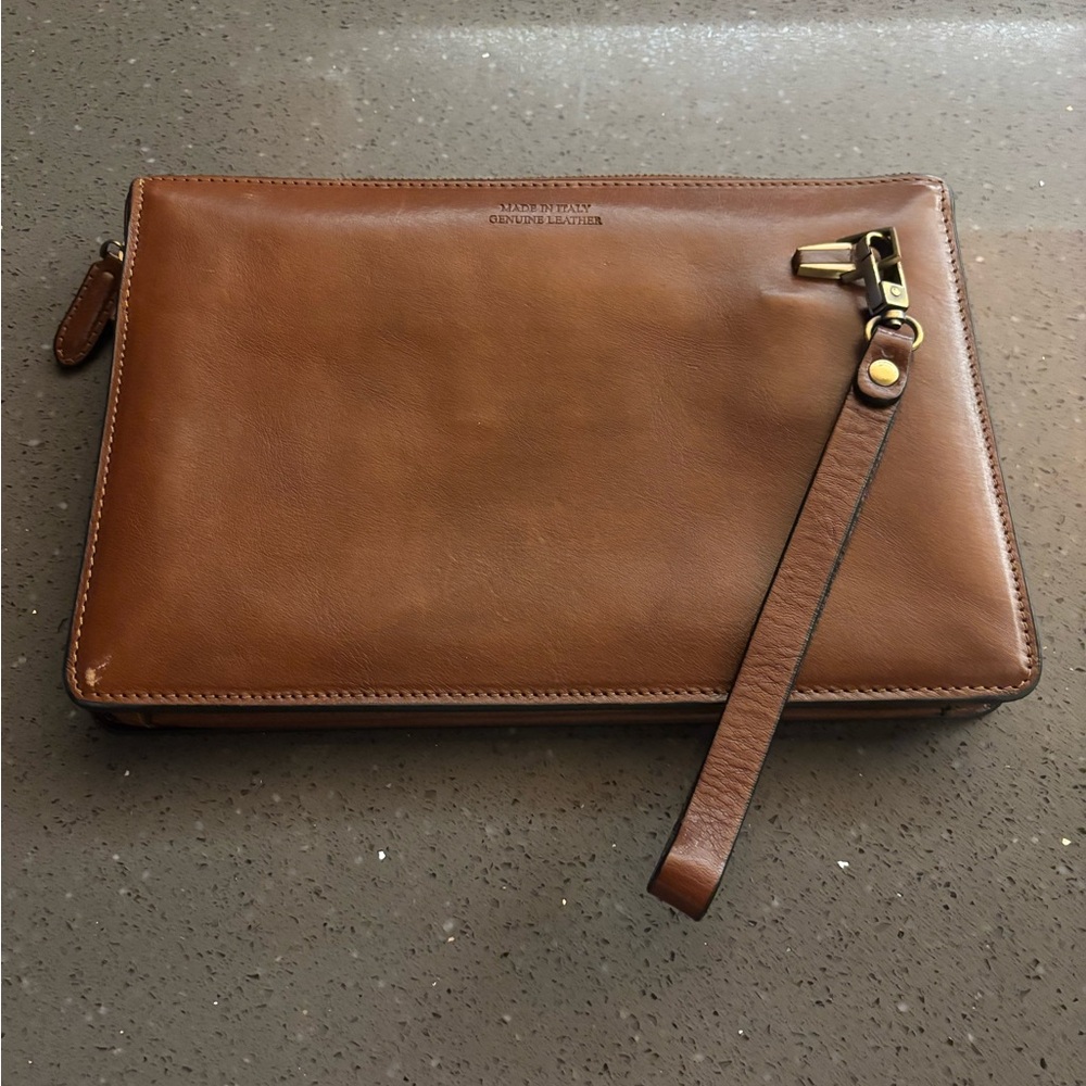 Vera Pelle Made in Italy Brown Leather Clutch